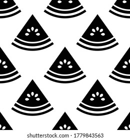 Watermelon Icon Seamless Pattern, Fruit Icon Vector Art Illustration