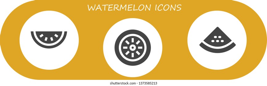 watermelon icon set. 3 filled watermelon icons.  Collection Of - Watermelon, Kiwi