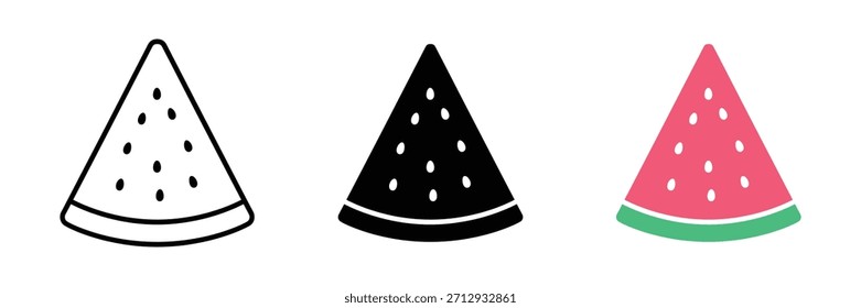 Conjunto de iconos de sandía. símbolo de rebanada de sandía. icono de comida de verano. Ilustración vectorial 