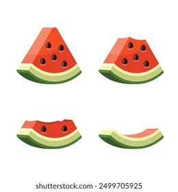 Watermelon Icon Set with Slices. Vector