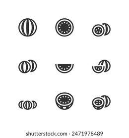 Watermelon Icon Set. Vector Illustration.