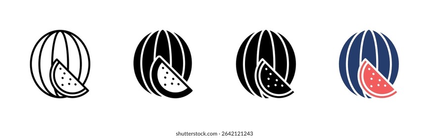 Watermelon icon sheet multiple style collection