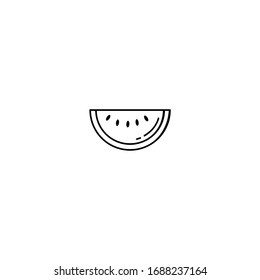icono de sandía. simple, plano, negro, contorno.
