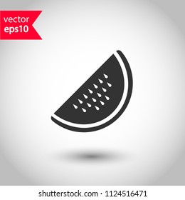 Watermelon icon. Sliced watermelon icon. EPS 10 vector flat sign. Studio background.