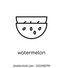 watermelon icon. Trendy modern flat linear vector watermelon icon on white background from thin line Fruit and vegetables collection, outline vector illustration