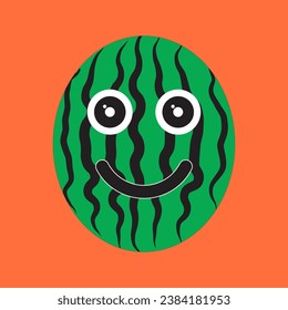 watermelon icon vector design with happy expression