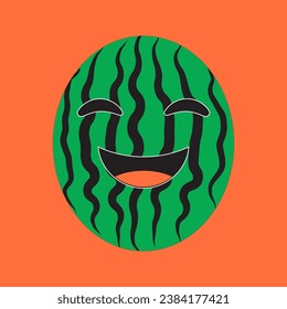 watermelon icon vector design with laughing expression