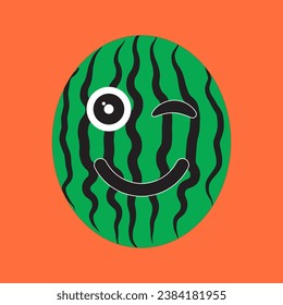 watermelon icon vector design with wink expression