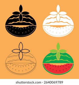watermelon icon vector with four different styles on orange background
