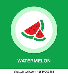 watermelon icon, vector fruit illustration, fresh watermelon slice