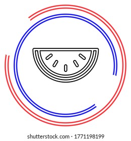 Wassermelonsymbol, Vektorgrafik von Früchten, frische Wassermelonscheibe. Dünnlinienpiktogramm - bearbeiteter Strich