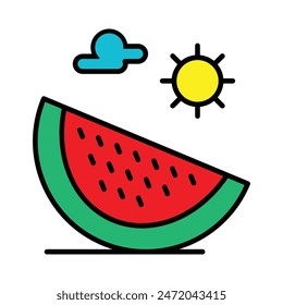 Watermelon icon, vector illustration, filled style, best used for web