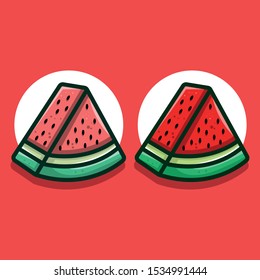 Watermelon icon vector illustration with full colour and clean background