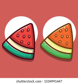 Watermelon icon vector illustration with full colour and clean background