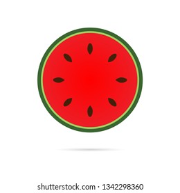 Watermelon icon. Vector illustration of a half watermelon, a symbol of a berry cut in half.