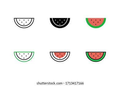 watermelon icon vector illustration with six different style design. isolated on white background