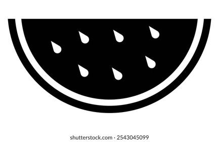 Wassermelonen-Symbol, Vektorsilhouette. Sommersymbol für Ihre Website-App, Design, Logo. Wassermelonen-Symbol, geschnitten, reif, einzeln auf weißem Hintergrund.  Vektorgrafik.