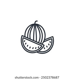 watermelon icon. vector.Editable stroke.linear style sign for use web design,logo.Symbol illustration.