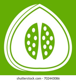 Watermelon icon white isolated on green background. Vector illustration