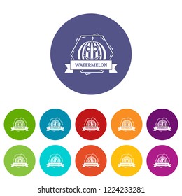 Watermelon icons color set vector for any web design on white background