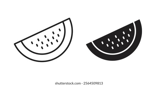 Watermelon icons in flat and line style set.