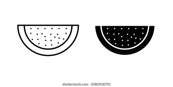 Watermelon icons pack vectors in black flat and strokes
