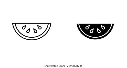 Watermelon icons. stroke line and black solid icons