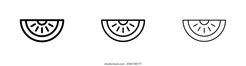 Watermelon icons in three different stroke lines