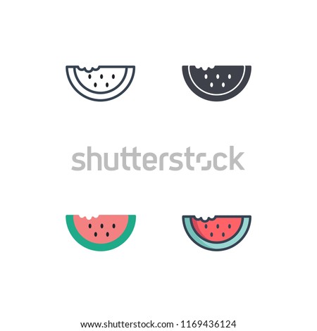 watermelon icons vector. icons with four different styles