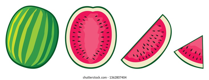 watermelon icons vector set