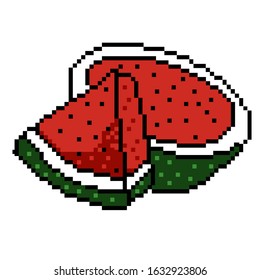 watermelon illustartion isolated on white background. pixel art style. eps 10