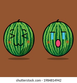 watermelon illustration with facial expression