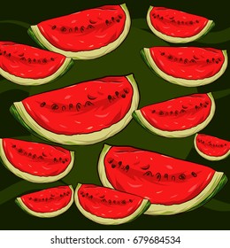 Watermelon Illustration Fresh Slices with Background