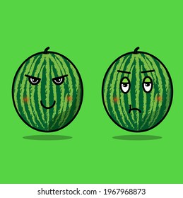 watermelon illustration with funny face