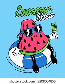 WATERMELON ILLUSTRATION WITH LIFEBUOY AND ICE LOLLY