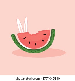 Watermelon illustration. Watermelon rabbit vector