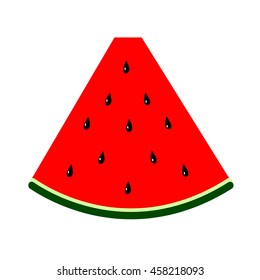 Watermelon Illustration summer menu cartoon triangle red slice of watermelon seeds hand-drawn isolated on white background / vector eps 10