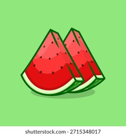Vector de ilustración de sandía en estilo plano, fruta fresca y Vector de comida dulce