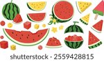 watermelon illustrations red fruit collection