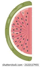 Watermelon Inflatable Mattress Icon for pool party, beach holiday and hotel vacation. Vector illustration