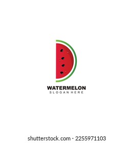 watermelon with initial d logo template design 