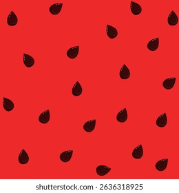 Watermelon inside seeds and red background, simple summer print. Slice of fruit, sweet dessert retro design. Juicy summer tropical 