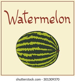 Watermelon isolated, handwritten text