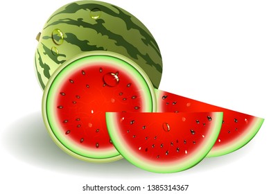 watermelon isolated on white background, clipping path, full depth of field