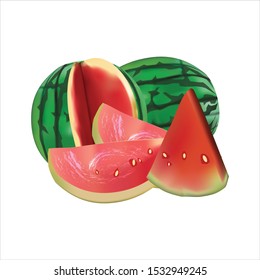 Watermelon isolated on white background. Vector illustration