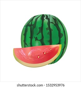 Watermelon isolated on white background. Vector illustration