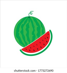 Watermelon isolated on a white background. Vector illustration in flat style.
