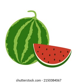 Watermelon isolated on white background. Watermelon icons. Vector illustration for design and print