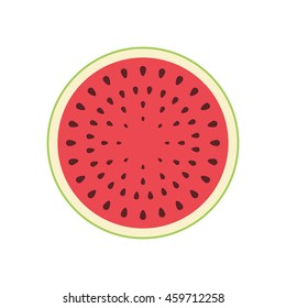 Watermelon isolated on white background. Flat icon. Watermelon closeup