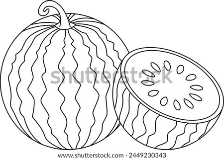 Watermelon Isolated Vector Illustration Coloring Page Hand Drawn for Kids